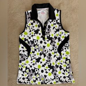 Cracked Wheat Floral Sleeveless Polo Shirt